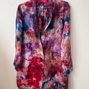 Eileen Fisher coat ,Shibori Dyed linen